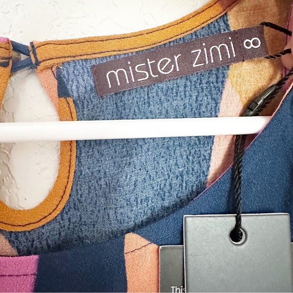 NWT Mister Zimi Klare Dress in Abstract Leaf Print Pink Ruffle Sz 8 AUS 4 US - Picture 3 of 7